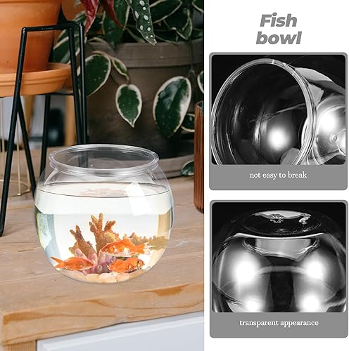 Miniatura 8 de Mipcase Cuenco de pescado de plástico, tanque redondo de peces de colores, pequeño tazón de pescado Betta transparente, cuenco de peces de