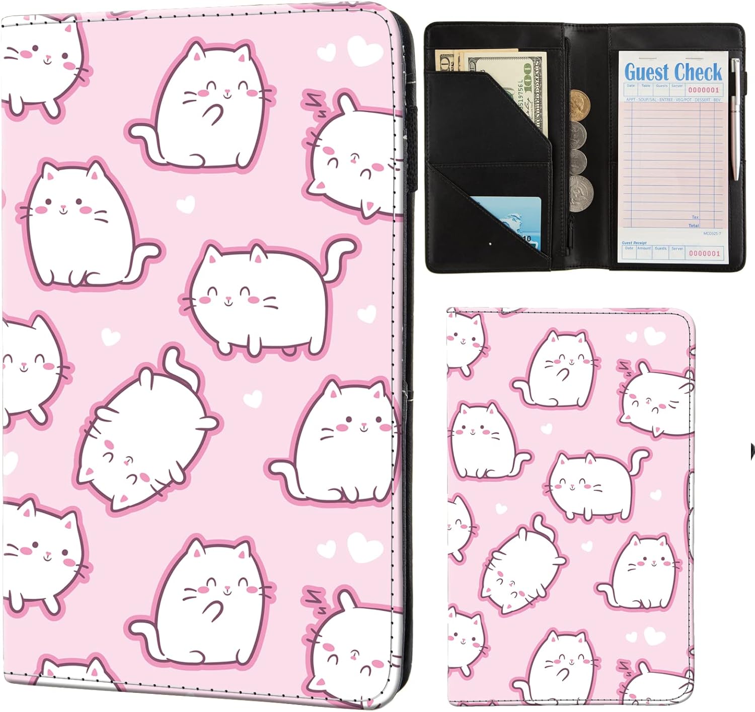 Pink Server Book Cute Waitress Book With Money Pocket and