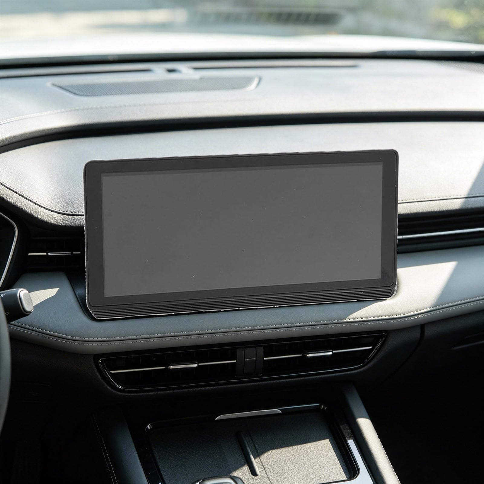 Denash Ekran Samochodowy o Przekątnej 10,2 Cala, Bezprzewodowy Odtwarzacz Samochodowy i Ekran Dotykowy Android Auto, Sterowanie Głosowe Nawigacja GPS Bluetooth FM i Zestaw Głośnom (Stojak na biurko)