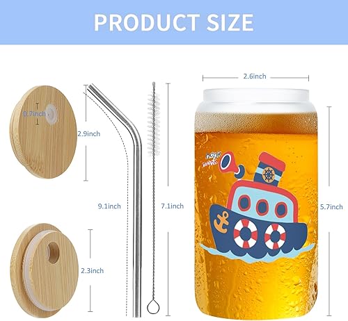 Miniatura 4 de Vasos de vidrio de sublimación con tapa de bambú y pajitas, 16 onzas, vasos de cerveza de sublimación esmerilados, tazas de sublimación para café