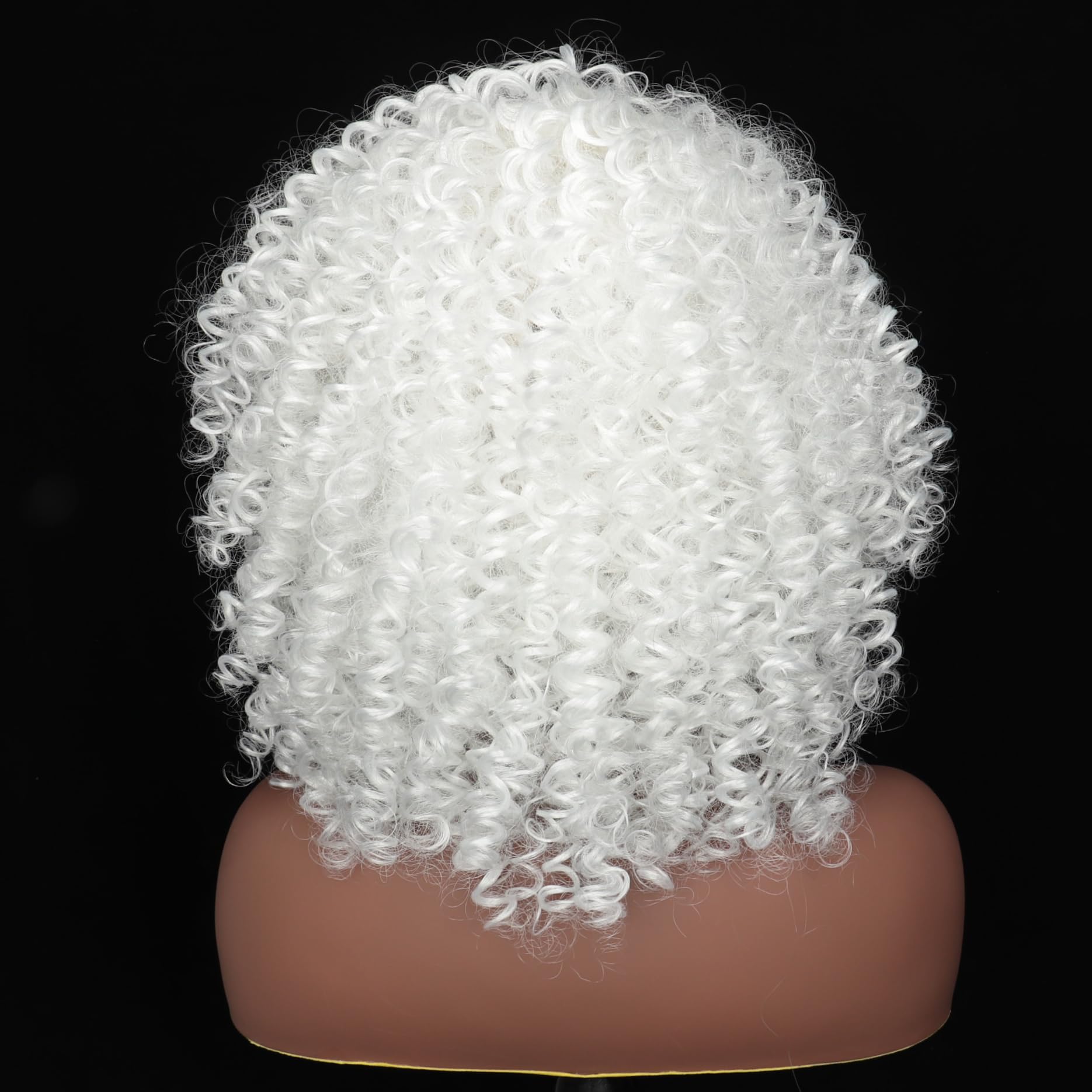 Colorfulpanda Pelucas cortas rizadas afro blancas con flequillo, peluca afro voluminosa, peluca de pelo rizado natural sintético para mujeres negras, ideal para cosplay, Halloween, fiesta y uso diario