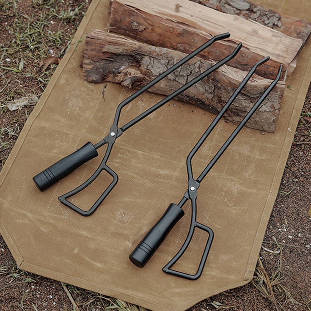 DECHOUS Pinza per Carbone da Barbecue in Ferro Nero, Resistente e Comoda, per Picnic e Serate All'aperto Impugnatura Allungata Stabile