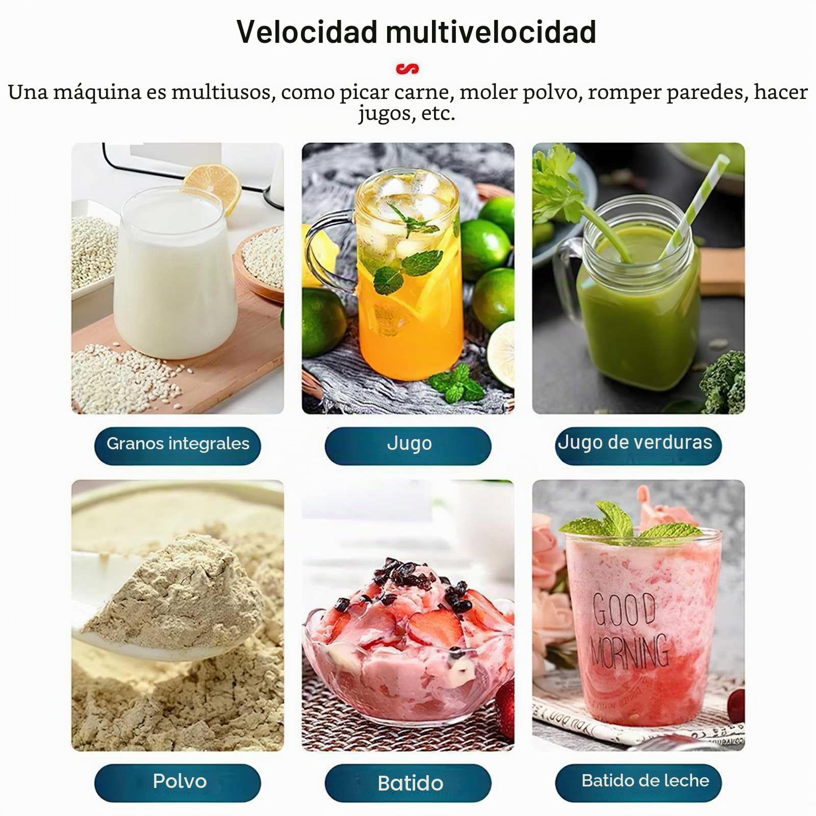 Batidora de Vaso de 2000W, 2 en 1Profesional Licuadora de 2L, Licuadoras Para Zumos y Batidos con 6 Velocidades, Cuchillas 4 Filos de acero inoxidable Blender,Función de Limpieza Automática
