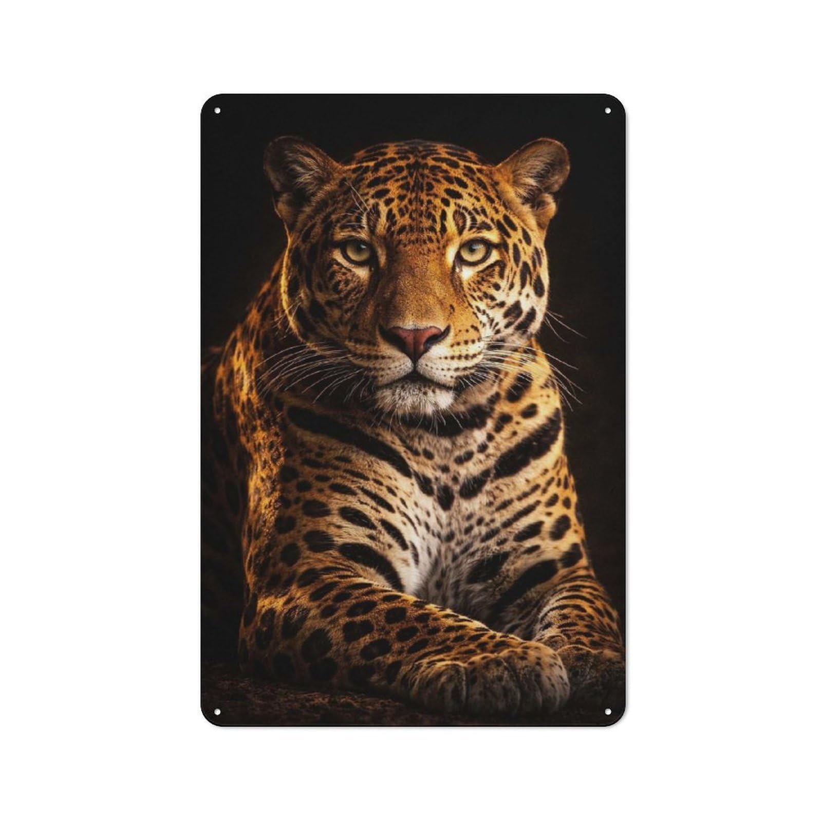 Junmoney Style-9 Majestic Jaguar Portrait Shop Front Style Metal Wall Decor 30X20cm, Bistro Metal Sign For Takeaway, Bar, Kitchen Or Counter Area