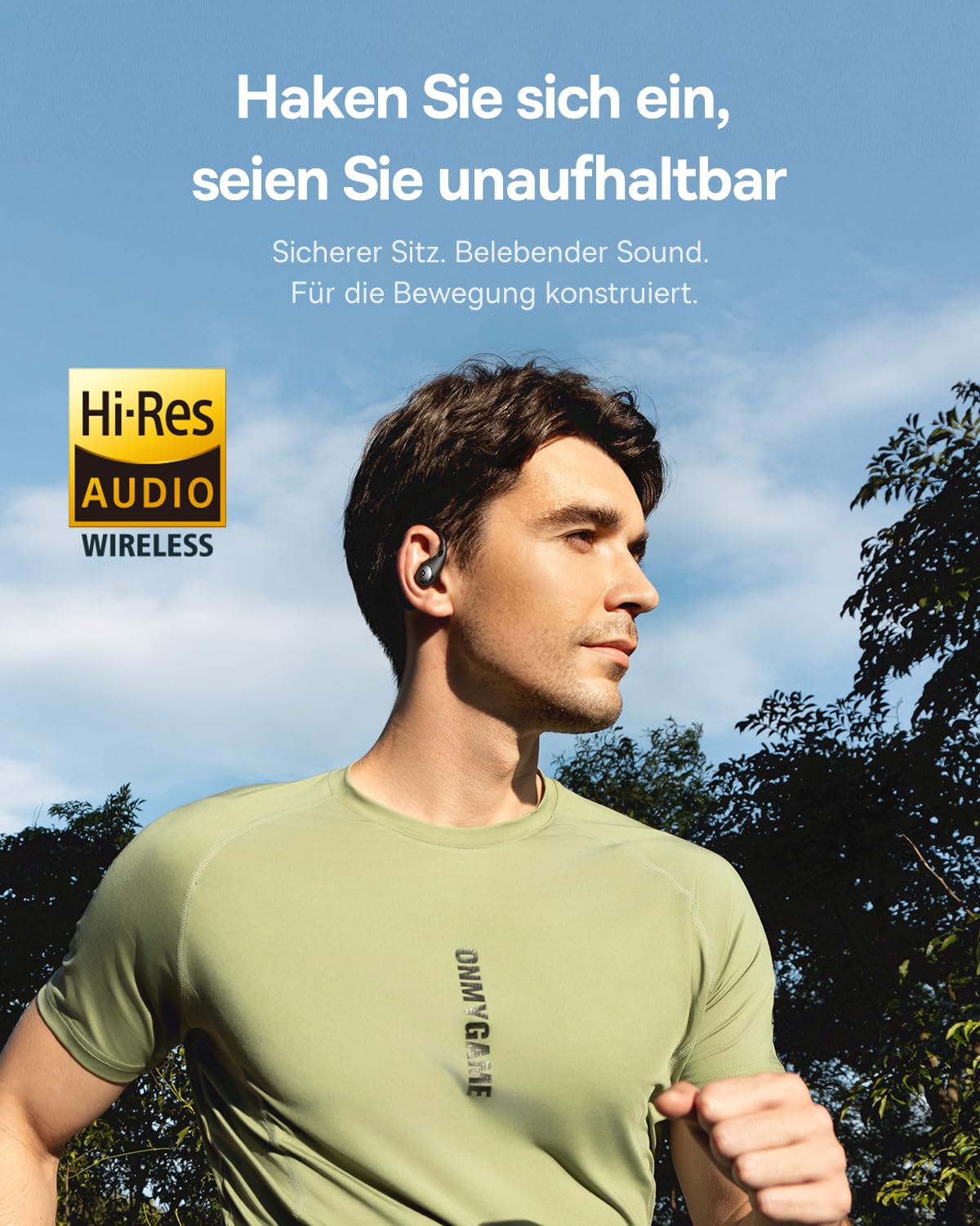 Baseus Eli Sport2 Open Ear Kopfhörer, Open Ear Headphones Sport mit S-Komfortkurve, 45H Playtime, SuperBass 2.0, IPX7, Bluetooth 6.0, 4-Mic KI-klare Anrufe, Sportkopfhörer für Fitness Laufen