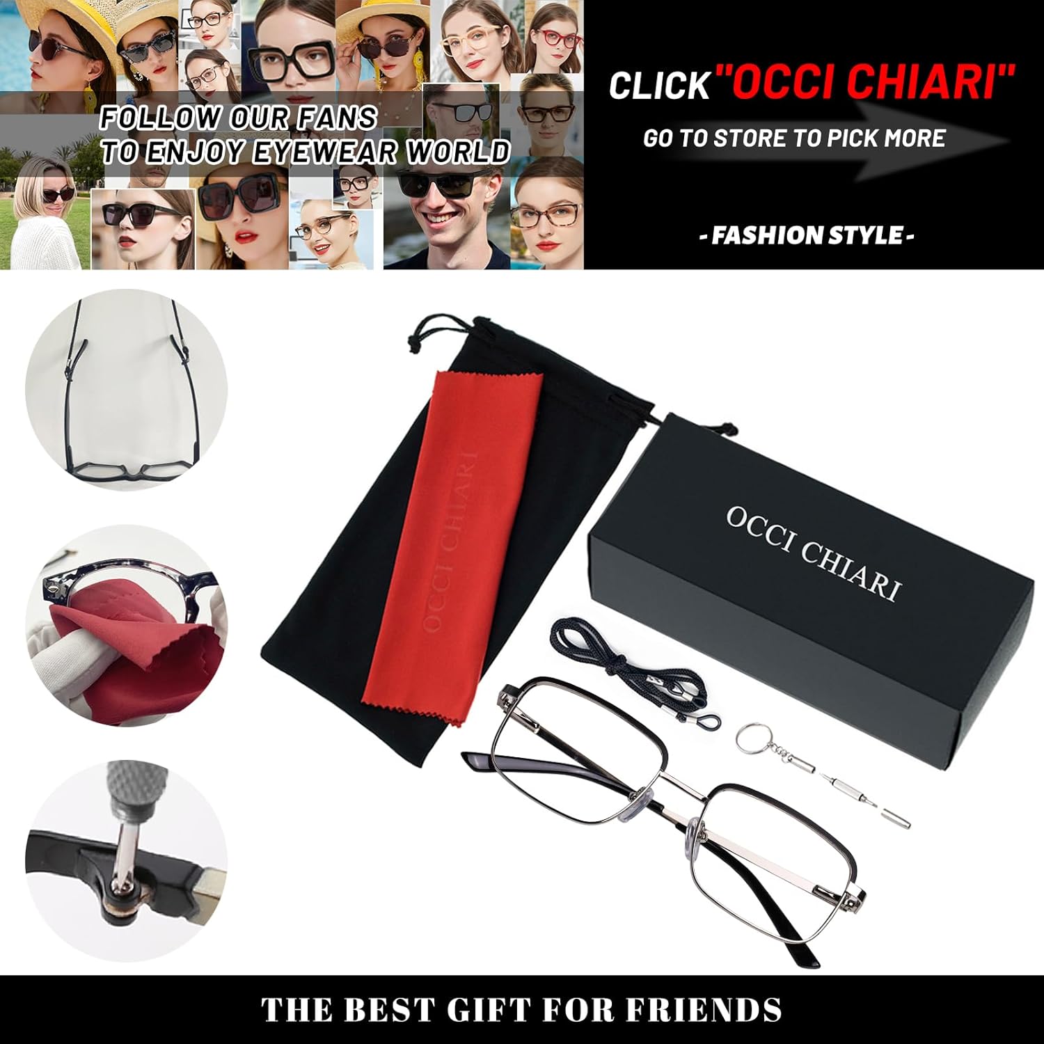 OCCI CHIARI Reading Glasses for Small Face Women Men Metal Lightweight Readers - Image 6
