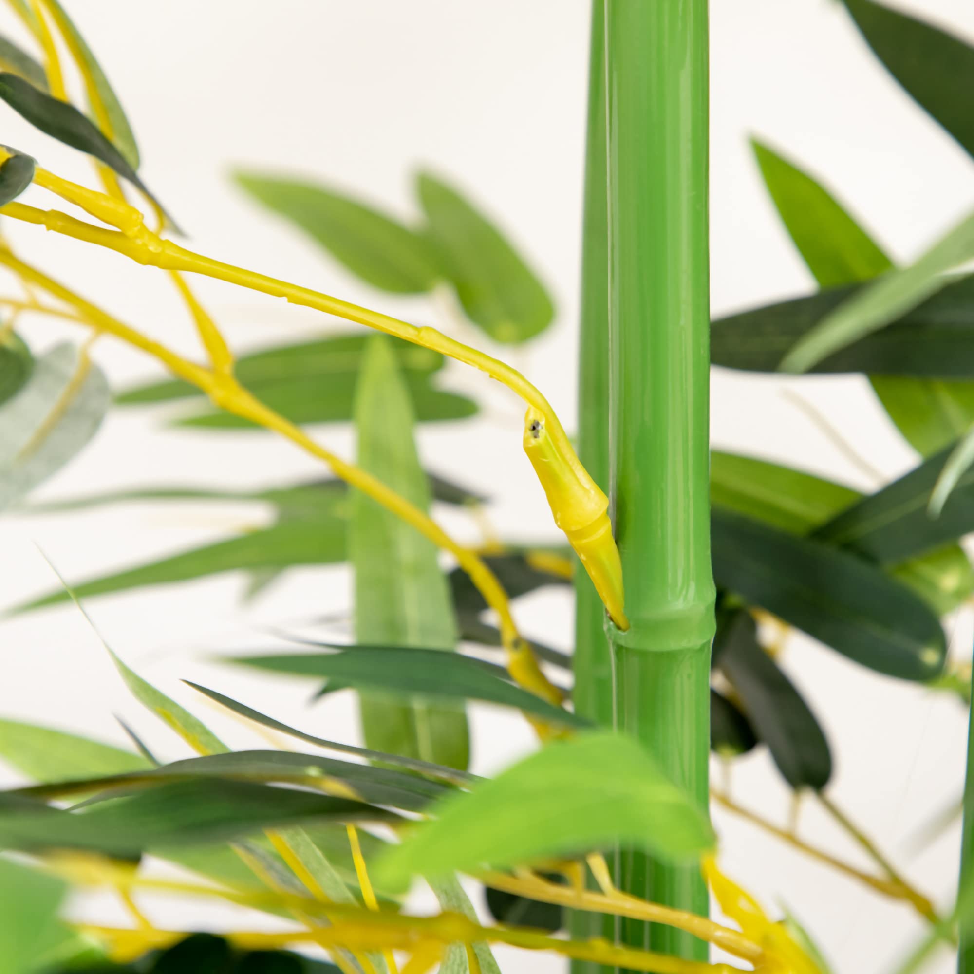 HOMCOM Pianta di Bambù Artificiale Alta 180 cm da 1640 Foglie, Pianta Finta da Interno con Vaso in Legno di Pino, per Esterno, Giardino, Casa, 35x10x10 cm, Verde