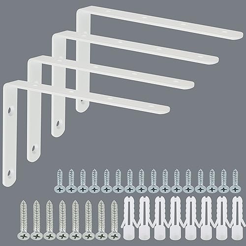 Miniatura 17 de Alise Soportes de estante flotantes, soporte negro para estantes, soporte de pared en L resistente, soporte de esquina de ángulo de articulación