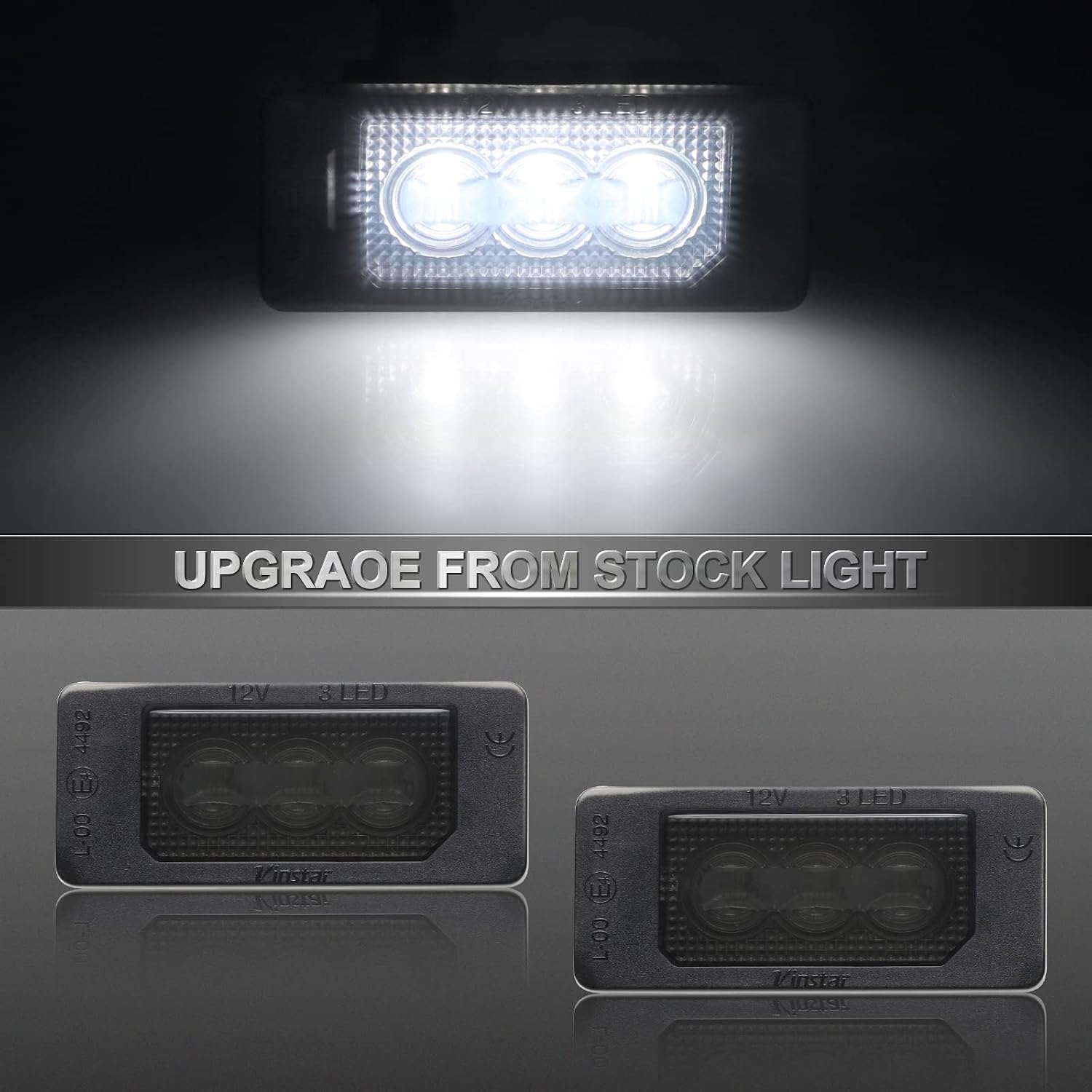 LED License Plate Light Replacement for 1 3 5 Series E82 E46 E92 E93 E39 E60 E61 E84 E70 E71 E72 F22 F30 F32 F33 F10 F11, Smoked Lens Rear Number Tag Lamp Replace OE 63267165646, 63267193293