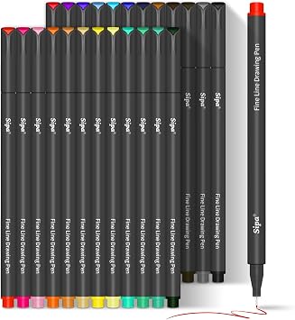 Sipa 24 Colored Fineliner Pens for Journaling, 0.38mm Fine Point Tip Drawing Planner Pens for Adult Coloring Books Note Taking Calendar, Scrapbook Bullet Journal School Art Supplies for Students