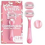 Gillette Venus ComfortGlide Razor for Women, White Tea Scented Gel Bars, Includes 1 Reusable Razor Handle + 2 Refills, Built-in Shave Gel Bars