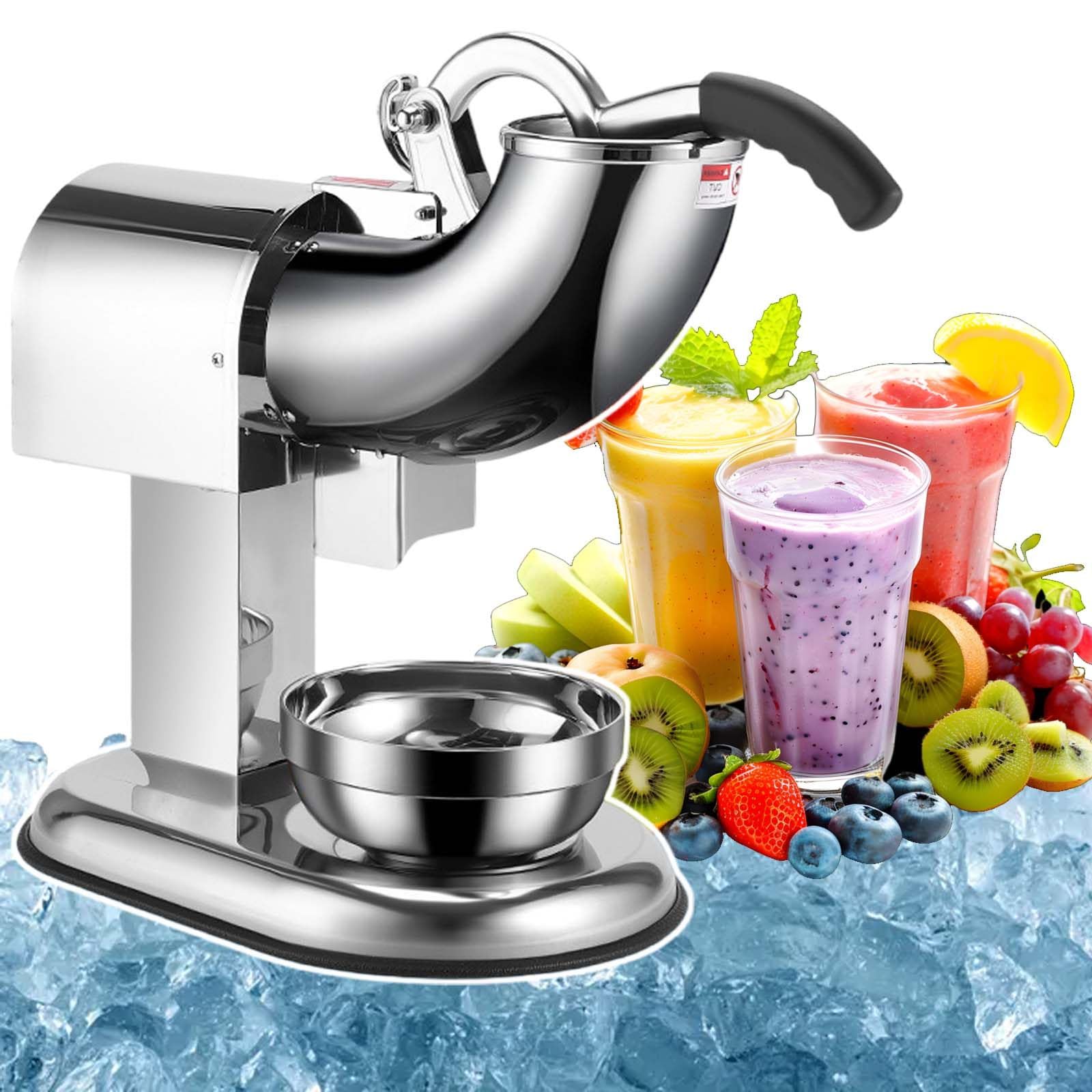 YXZQLOZ Electric Stainless Steel Shaved Ice Snow Cones Flakes Maker, Ice Shaver Crusher Machine,For Ice Cream Shop (2Blades)