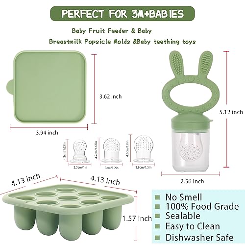 Miniatura 7 de WAJIAYON Moldes de paletas de leche materna para bebés y alimentador de frutas para bebés, recipientes de almacenamiento de bandeja de congelador de