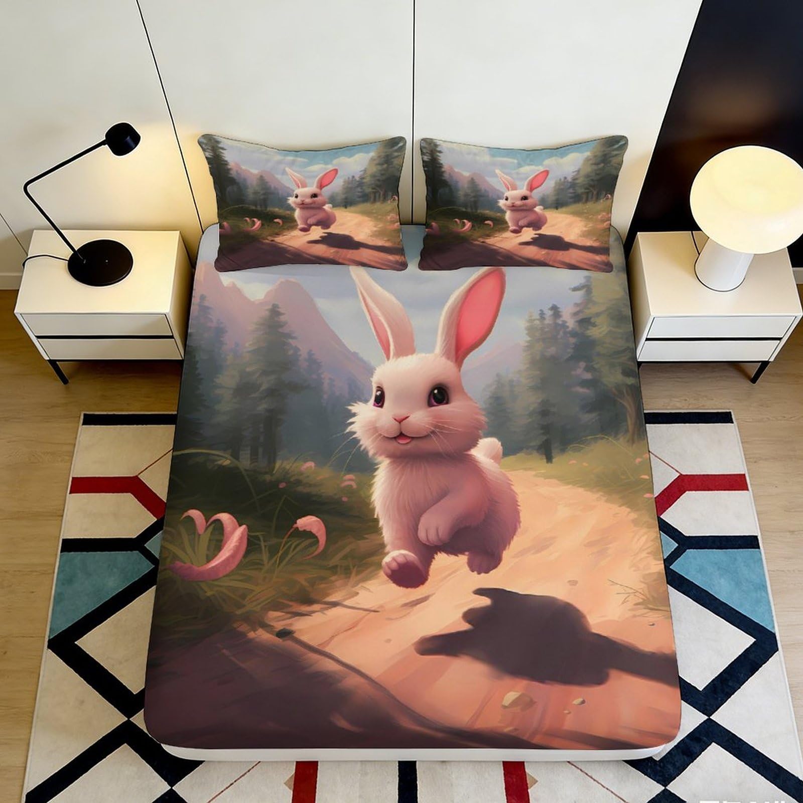 3D Printed Halloween Pumpkin Fitted Sheet Microfiber Deep Pocket Non-Slip Cartoon Ghost Mattress Fitted Cover Washable for Bedroom 140x200x25cm