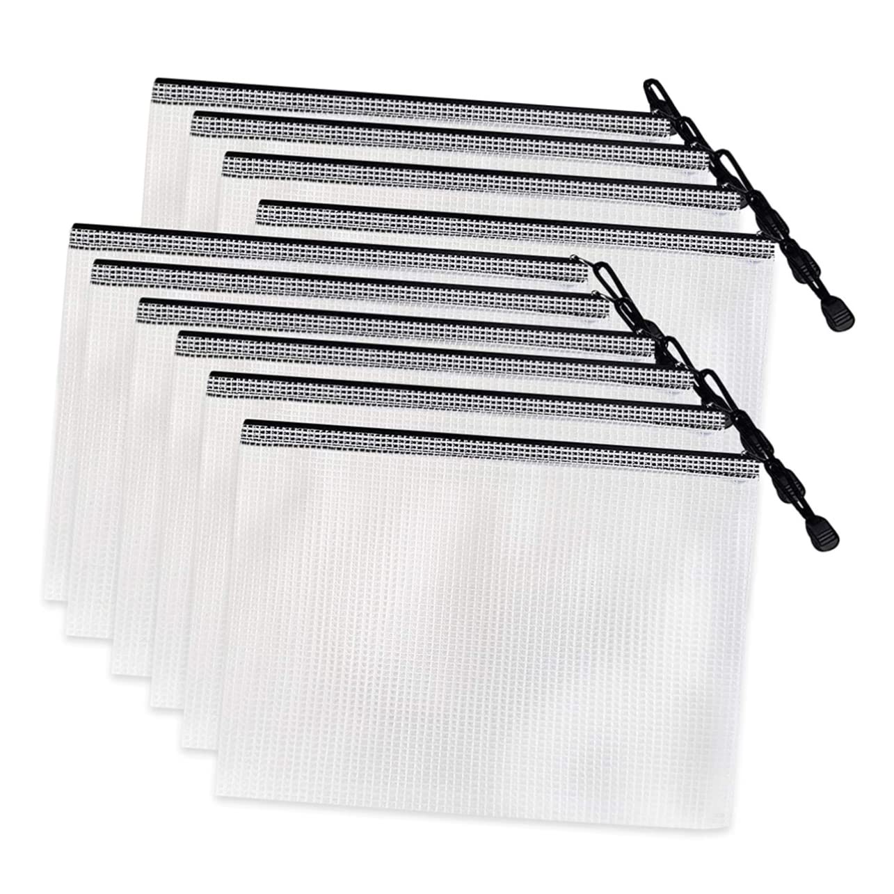 10pezzi Buste Portadocumenti in Plastica Pvc Cerniera Sacchetti Organizzatori Per Cancelleria Libri e Documenti Design Semplice e Durevole