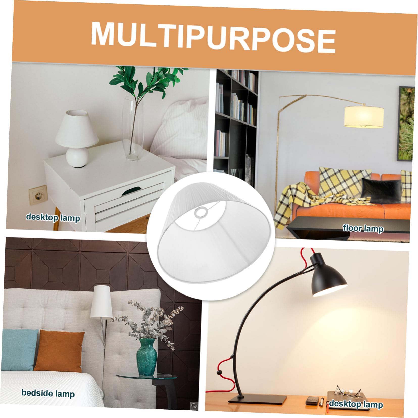 Abat-jour Demi-circulaire en Lin Blanc E27 pour Lampe