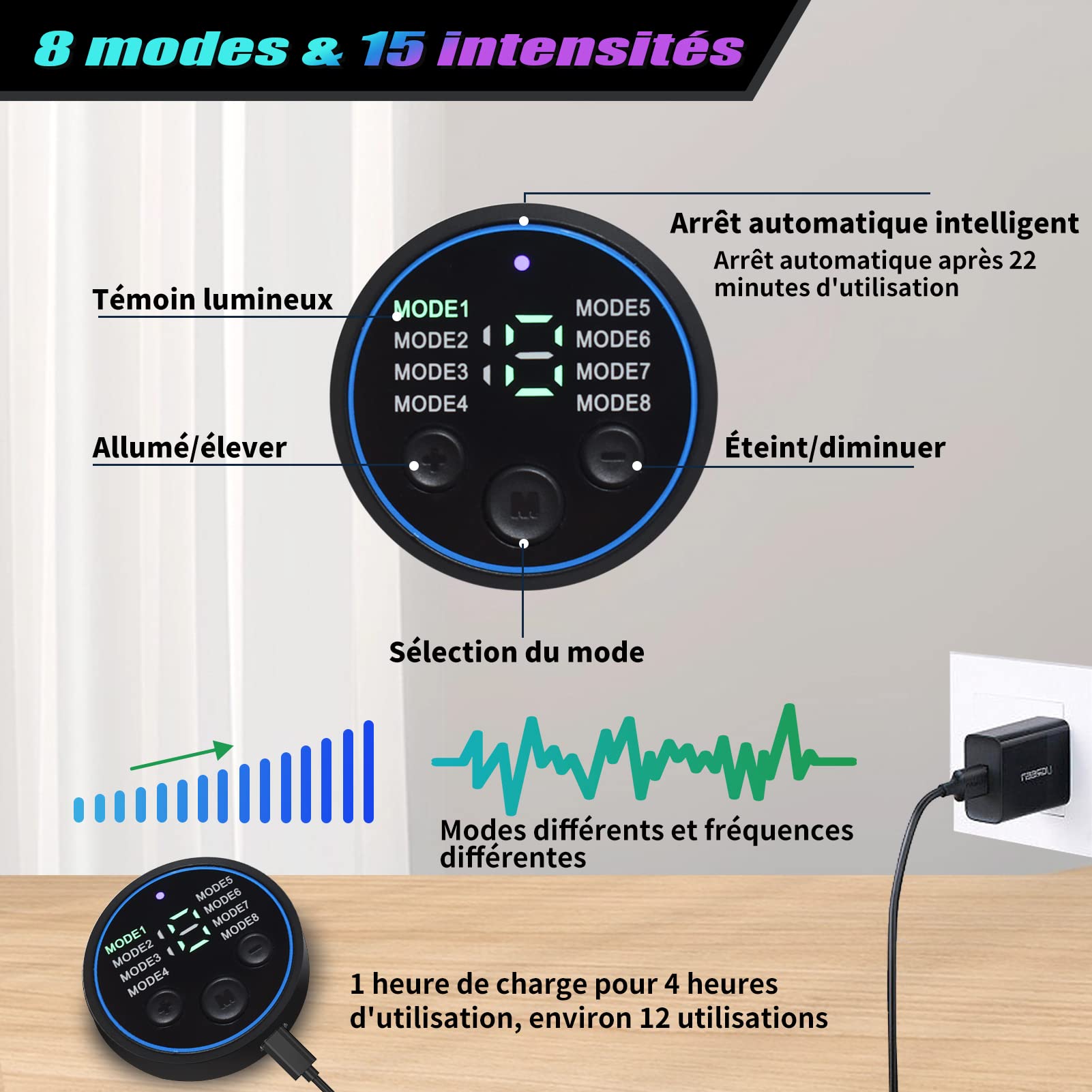 TRQ-2-M Electrostimulation Adulte Unisexe, Blue, générique