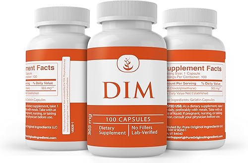 Vista 3 de PURE ORIGINAL INGREDIENTS DIM Diindolilmetano (100 cápsulas) puro, verificado en laboratorio, sin rellenos