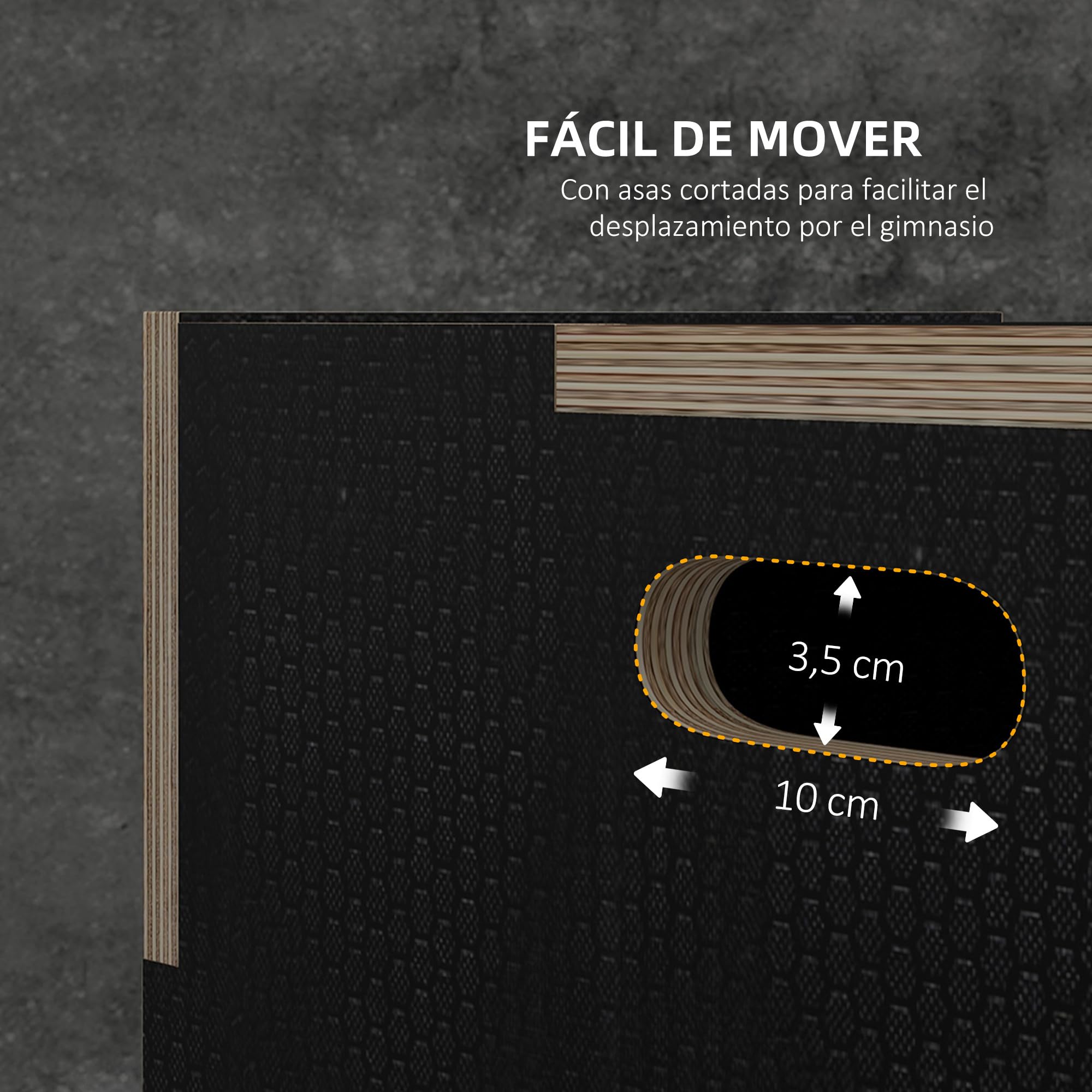 SPORTNOW Cajón Pliométrico Caja Pliométrica con 3 Alturas Diferentes Entrenamiento de Fuerza en Casa Oficina Gimnasia Carga 120 kg Negro