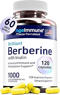 AgeImmune Berberine 1000mg with Inulin Prebiotic