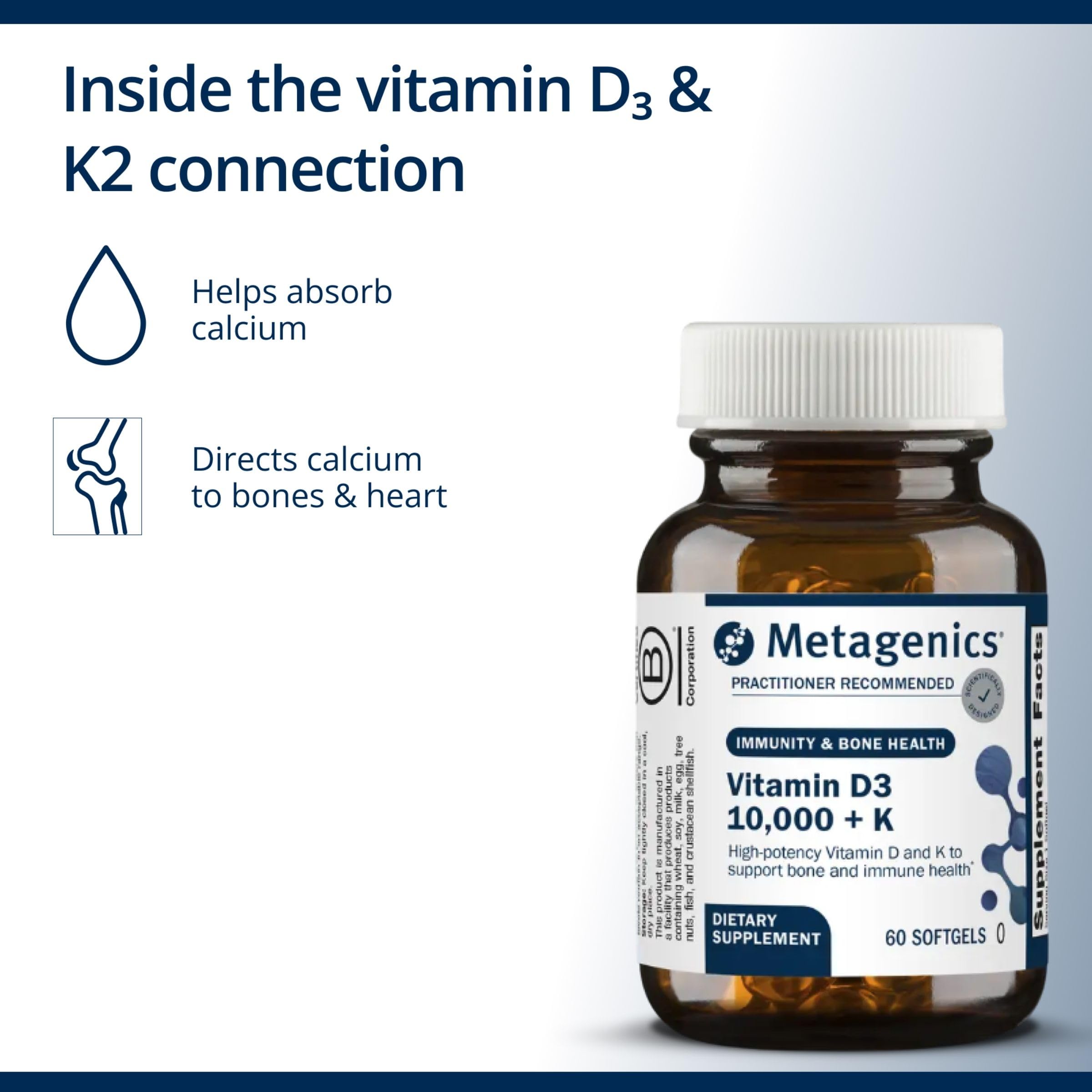 Metagenics Vitamin D3 10,000 + K, MK-7 Bone Support, 60 Softgels — Amazon image 4