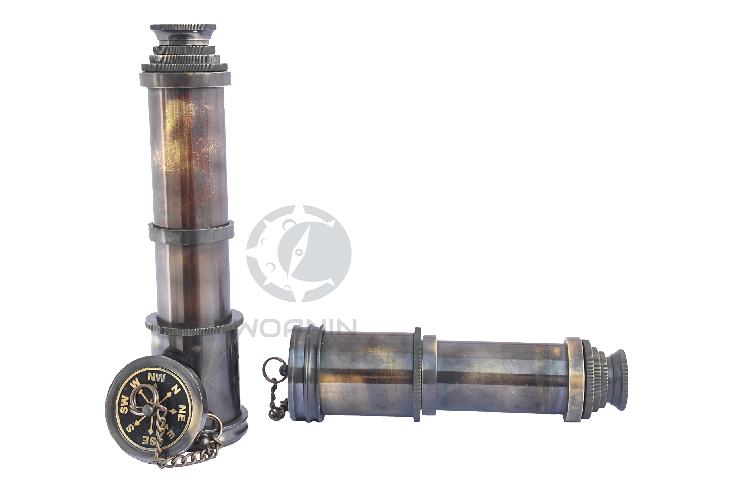 1915 London Brass Maritime 15x Vintage Piraten Spyglass Teleskop,Funktionelles Messing & klare Sicht Piraten Teleskop,Wunderbares Geschenk für Liebhaber von nautischen Dekorationen (#Schwarz)