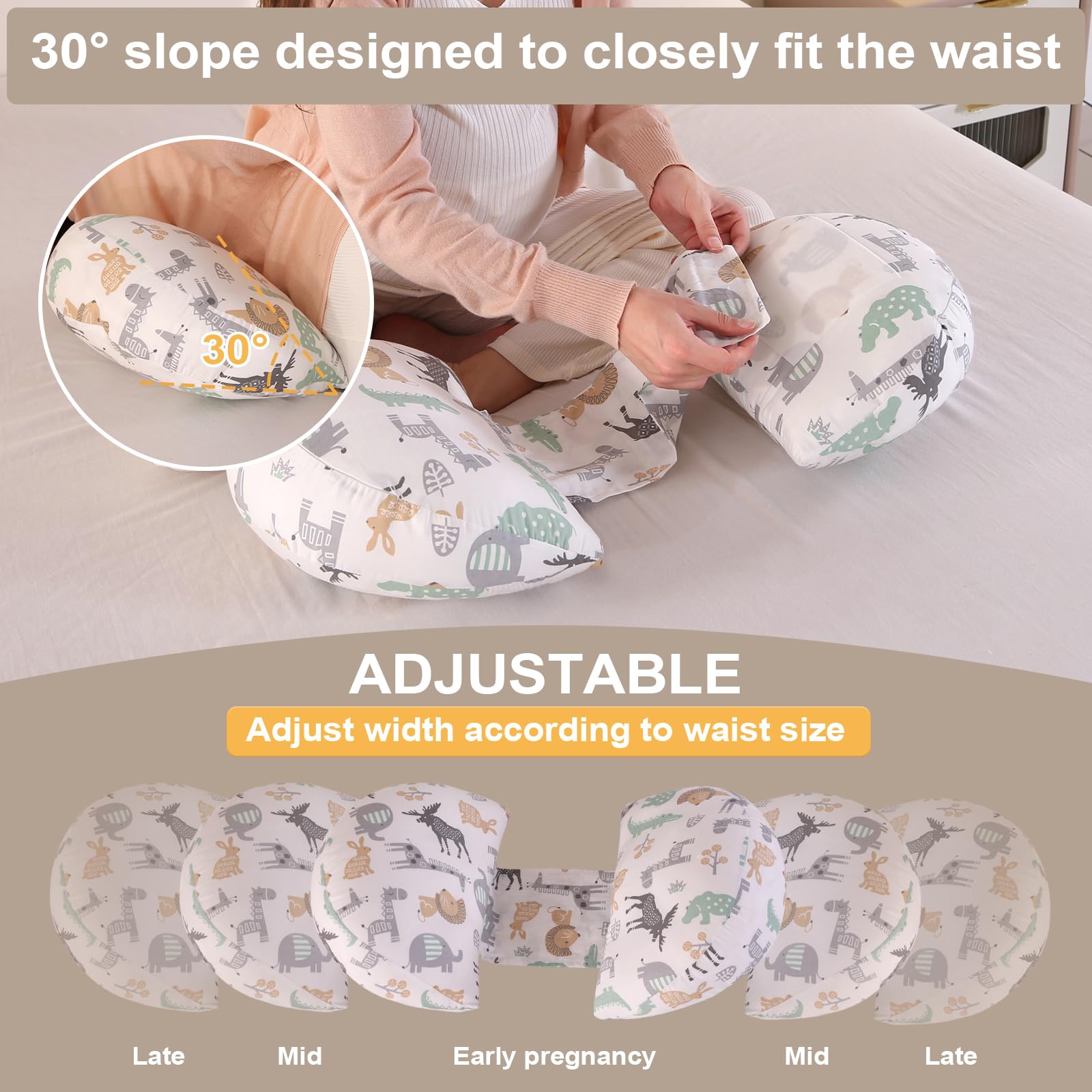 Cuscino Gravidanza per Dormire, Cuscino allattamento e Gravidanza, 2024 NUOVO Cuscino Comfort Regolabile per Tutto Il Corpo, Maternità e Cuscino Supporto, Fodera Rimovibile e Lavabile (Gris Oscuro)