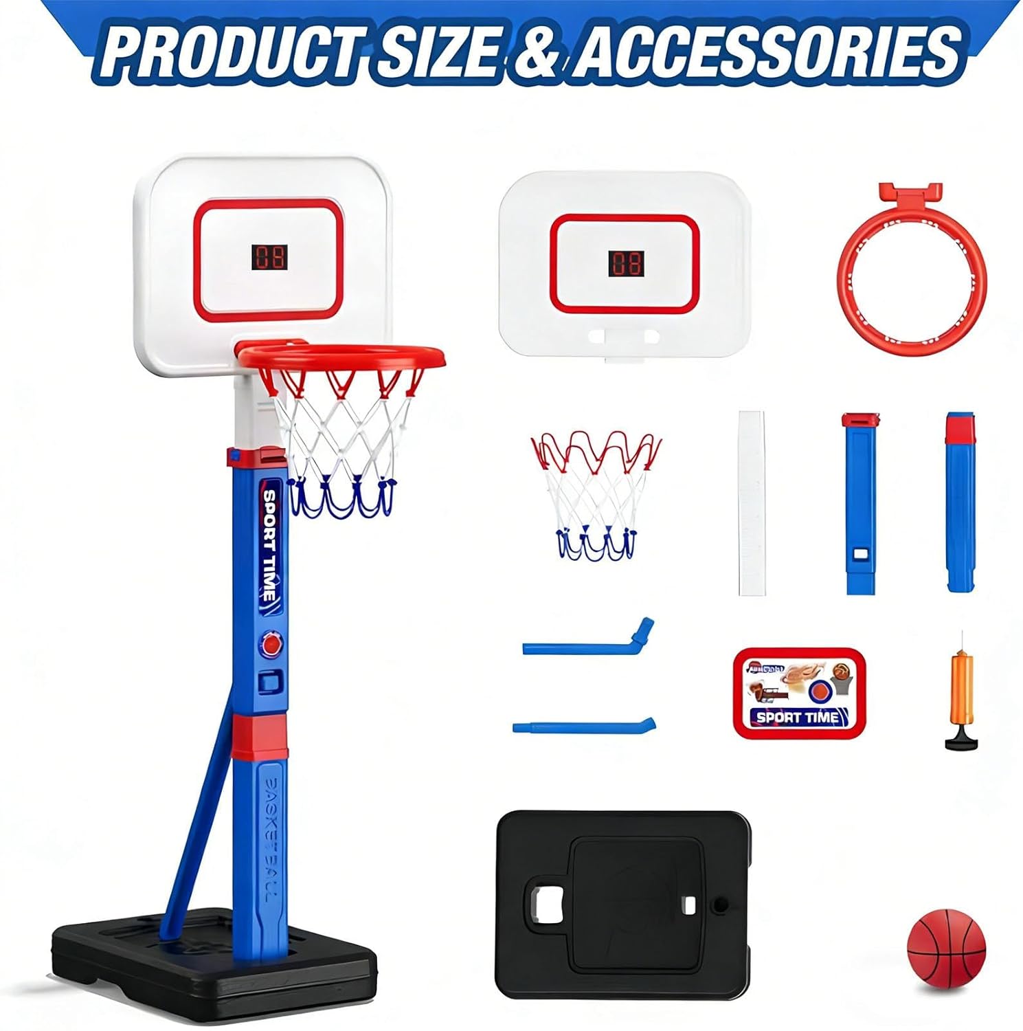 Adjustable Basketball Hoops Backboard Stand Sport Toy Replacement Small Poolside Goal Enduring Hoops Indoor Outdoor Toy