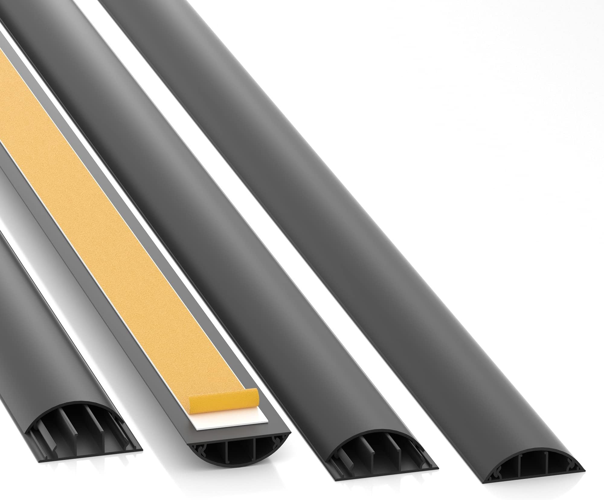 CILSONSelf-Adhesive Cable Duct Semi-Round Cable Guides Cable Rail W x H x L 70 mm x 20 mm x 30 cm, Black