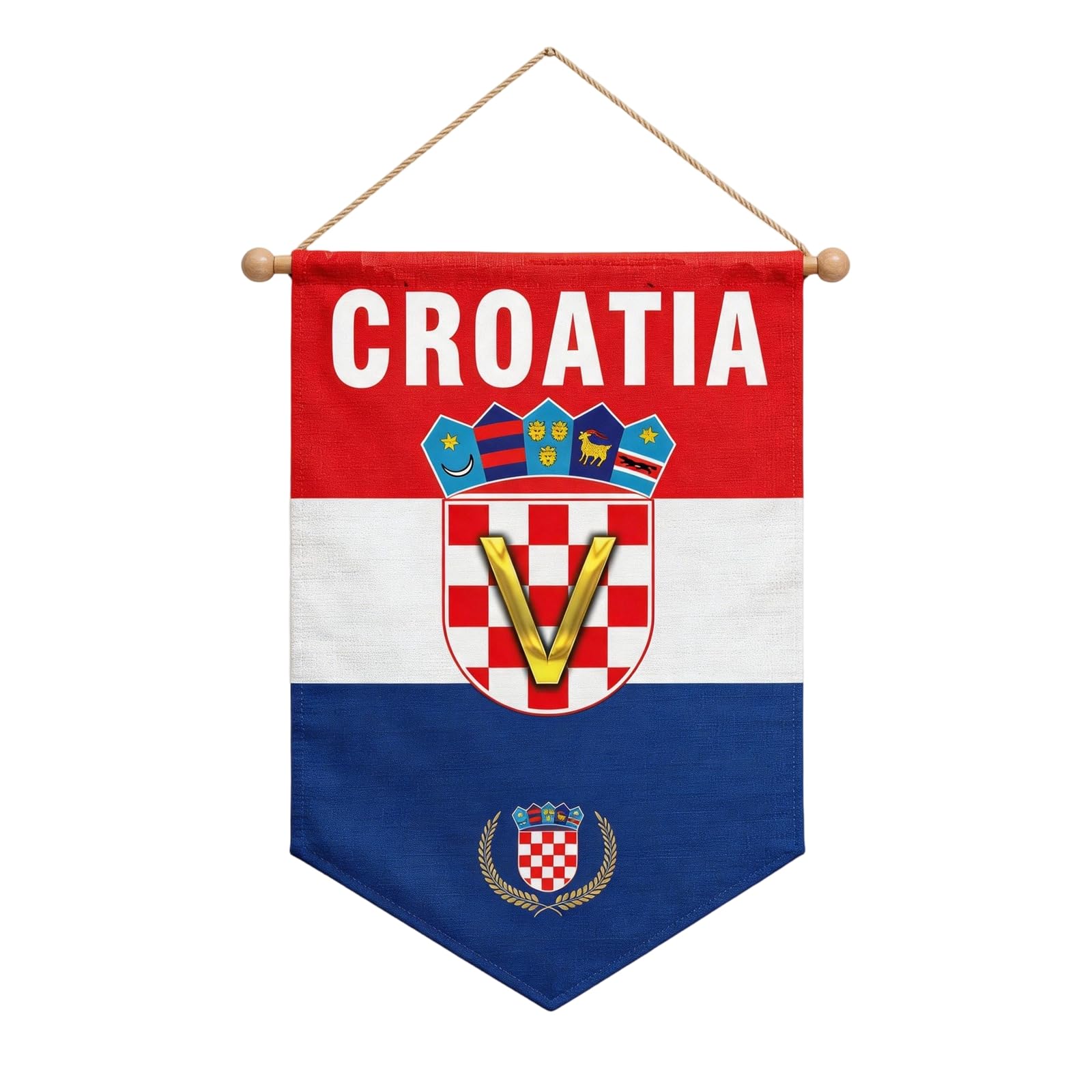 Football Hanging Rod Pennant Flag Banner 17x11inch One-Sided Supporter Decorations Memorabilia Fan Gifts (Croatia)