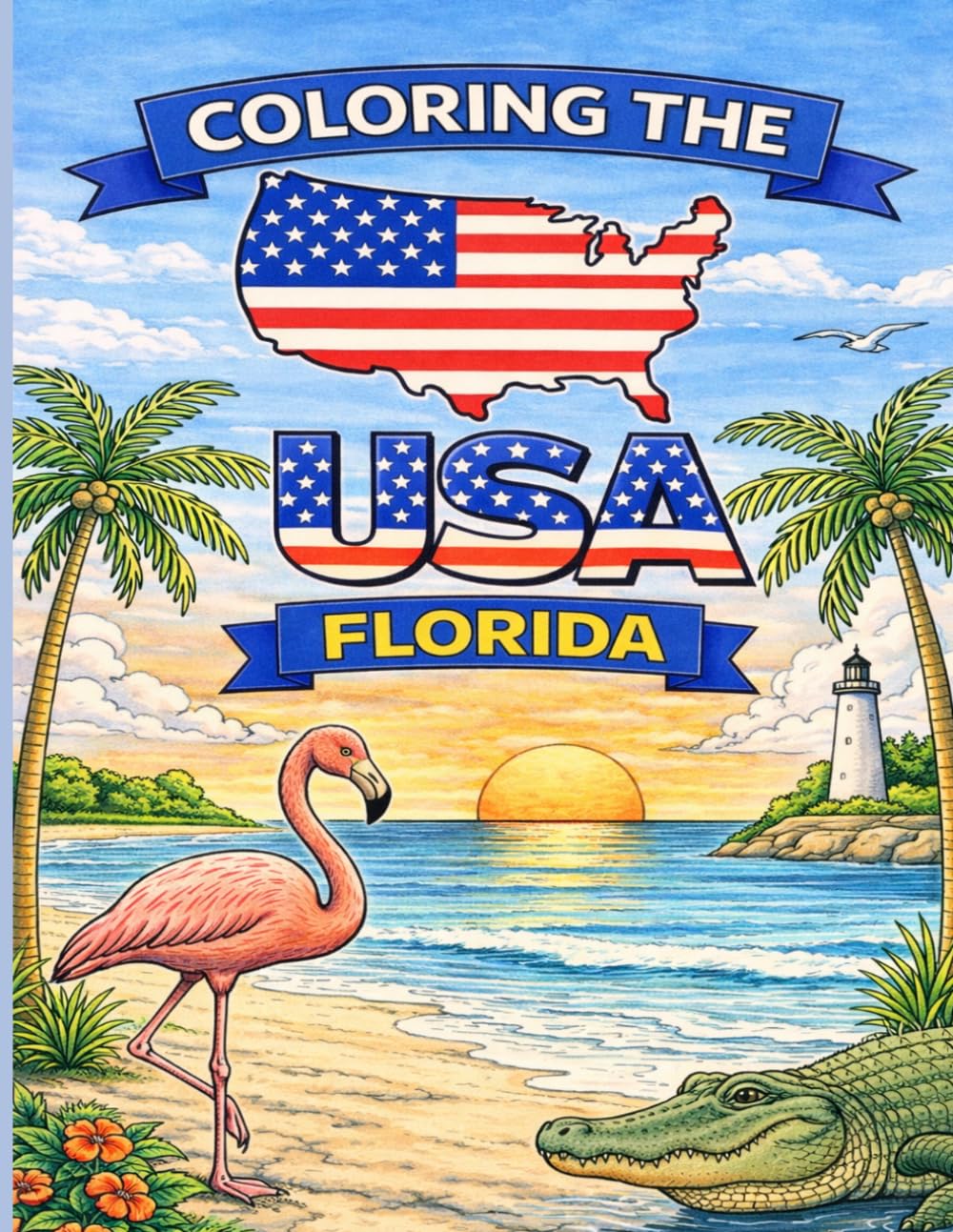 Coloring the USA: Florida: Relaxing Coastal Scenes, Wildlife, Beaches & Florida Life | Simple Designs for Stress Relief