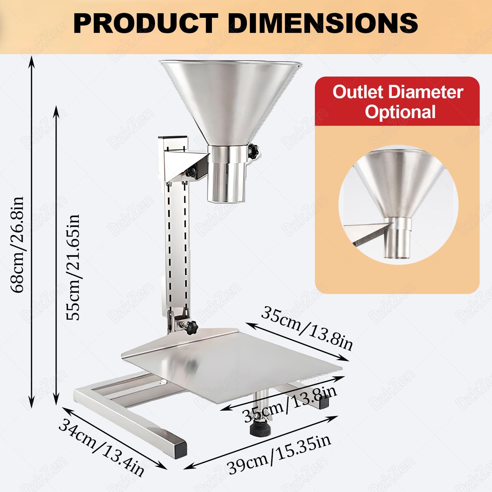 Embudo De Llenado De Acero Inoxidable, Capacidad De Carga De 50 Kg, Soporte Pesado para Uso Industrial Versátil, Ajustable con Plataforma De Elevación 12cm