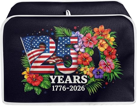 Hibiscus Plumeria Print 4 Slice Toaster Dust Cover American Flag Print Bread Maker Machine Covers 250th Anniversary Small Kitchen Appliance Dust Covers