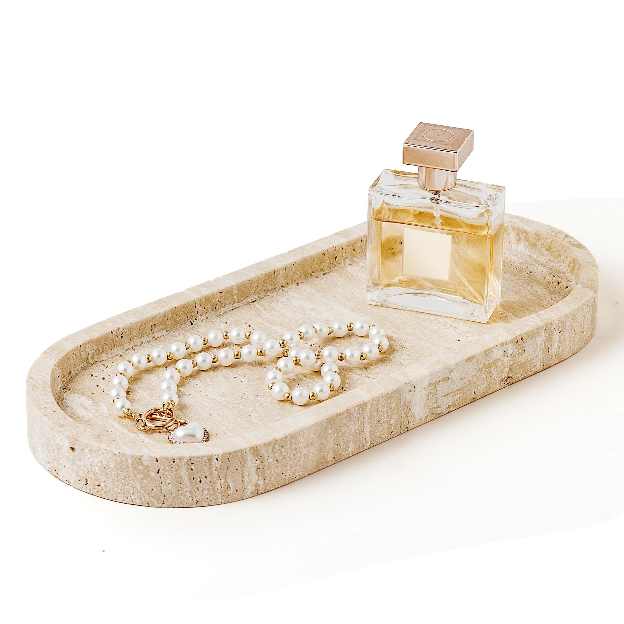 Plateau de rangement salle de bain marbre véritable 30x12cm pour bijoux