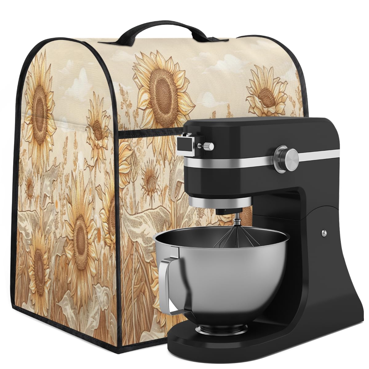 Coffee Maker Cover Vintage Sunflower Floral Kitchen Appliance Covers Small Appliance Covers Blender Cover Juicer Cover Dust Covers for Kitchen Appliances with Top Handle and Pockets,Washable,B364