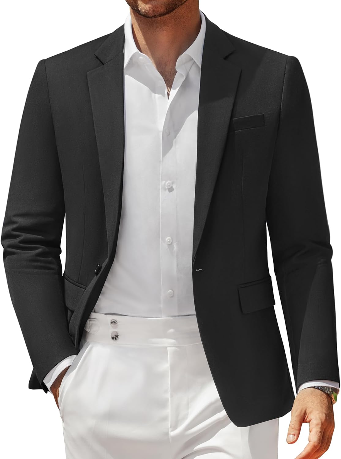Vssjavun Blazer for Men Casual Suit Jackets Lightweight Sport Coat One Button Slim Fit Suits