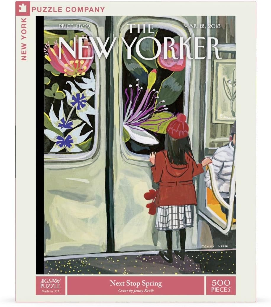 New York Puzzle Company - New Yorker Next Stop Spring - 500 Piece Jigsaw Puzzle for Family Game Nights by Jenny Kroik