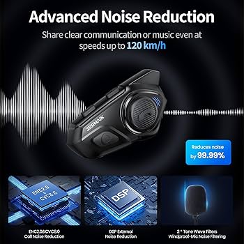 JESIMAIK Motorcycle Helmet Bluetooth Headset, 10-Rider 2KM