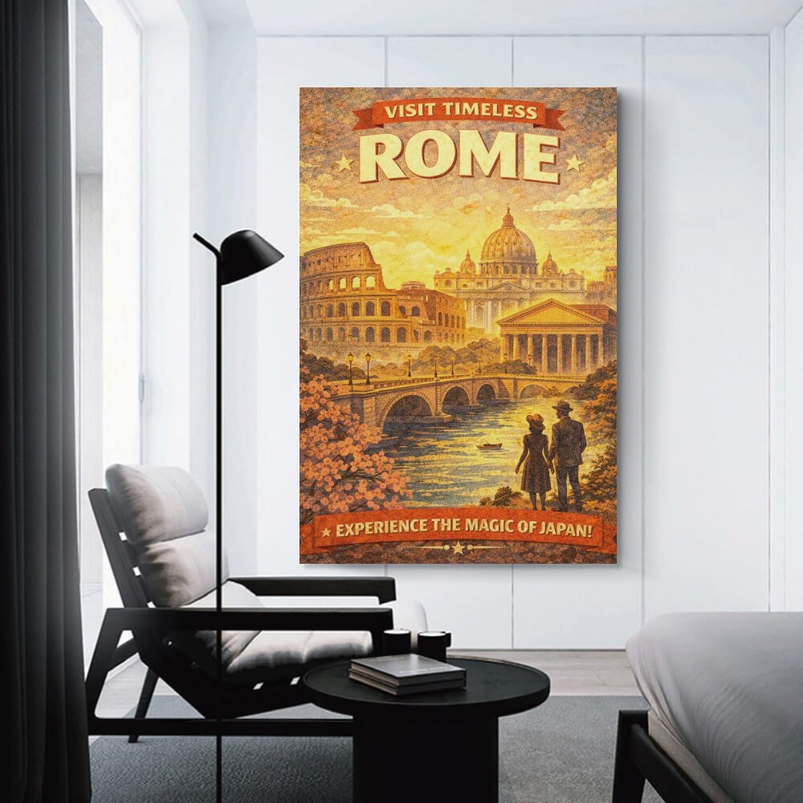 Junmoney Wall Picture Print Visit Timeless Rome Vintage, 20x30inch(50x75cm), for Living Room, Bedroom, Office Or Hallway, A Flexible Wall Accent for Shared Spaces