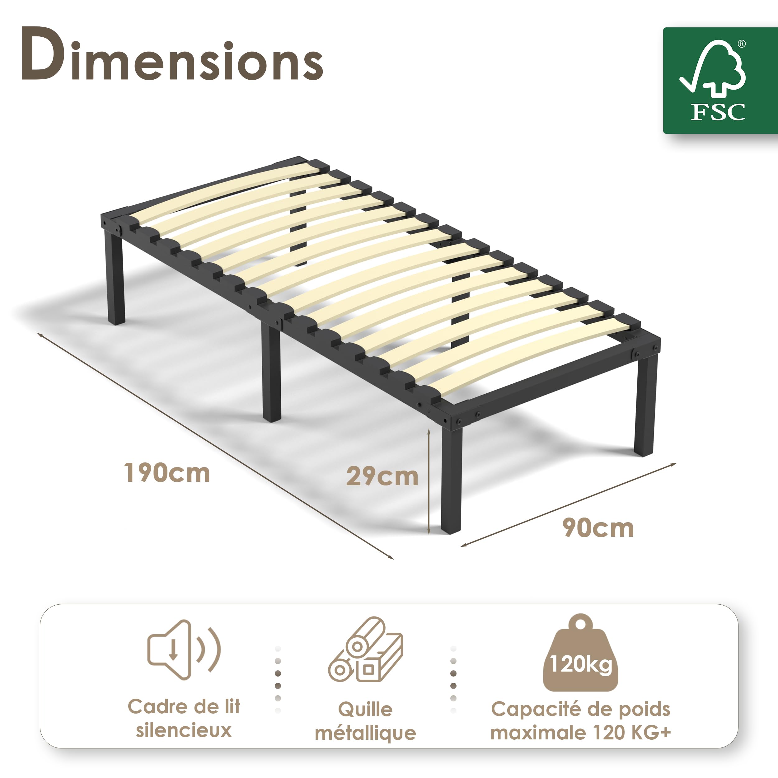DEWINNER Lit Enfant 90x190 cm,Ensemble Matelas Simple et Sommier Ressorts Ensachés 90x190x25 cm,Confortable, Respirant,Lit Une Personne Complet pour Chambre Enfant ou Adulte