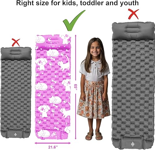 Miniatura 2 de Colchoneta inflable para niños, niños pequeños y jóvenes  Colchón de aire con bomba integrada, tapete de dormir ultraligero de 5 pies 5 pulgadas con