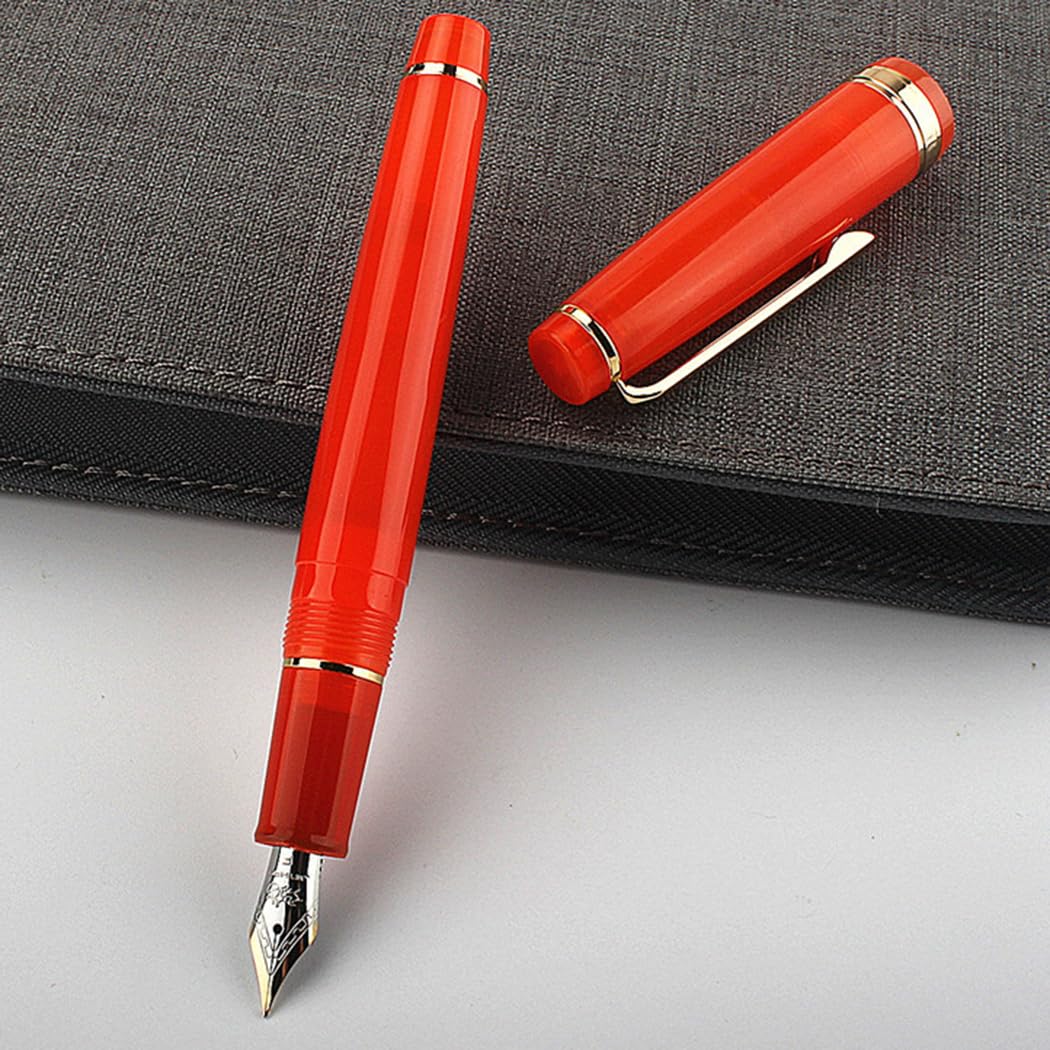 Ranvi 3 PCS Jinhao 82 Fountain Pen White, Red and Brown Acrylic, Iridium Fine Nib Gold Trim with Converter Set - Image 4