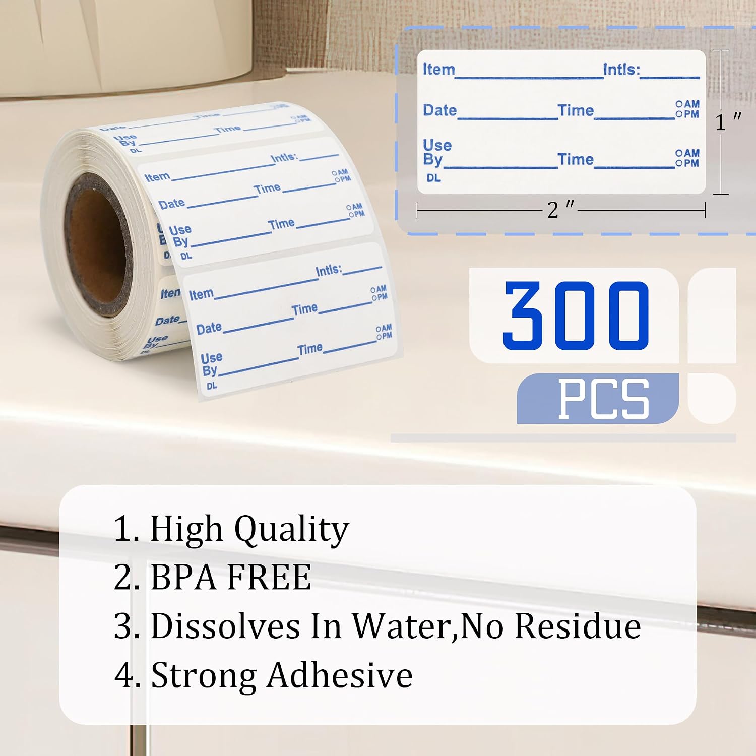 LLIKED Dissolvable Labels 2x1 Inch 300 Stickers for Food Rotation image 3
