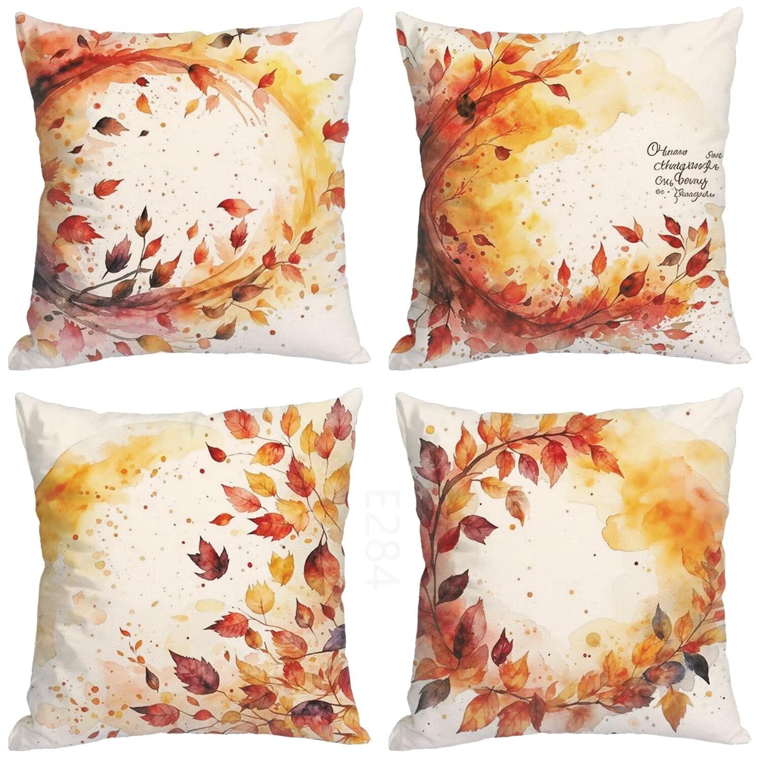 Giallo Federe Cuscini Divano 50x50cm,4 Pack Autunno Estate Esterno Cuscini per Divano,Doppio Lato Quadrato Morbido Cuscini Divano,per Divano Soggiorno Sedia Autunno Dekoration Cuscino,Regali LY-284