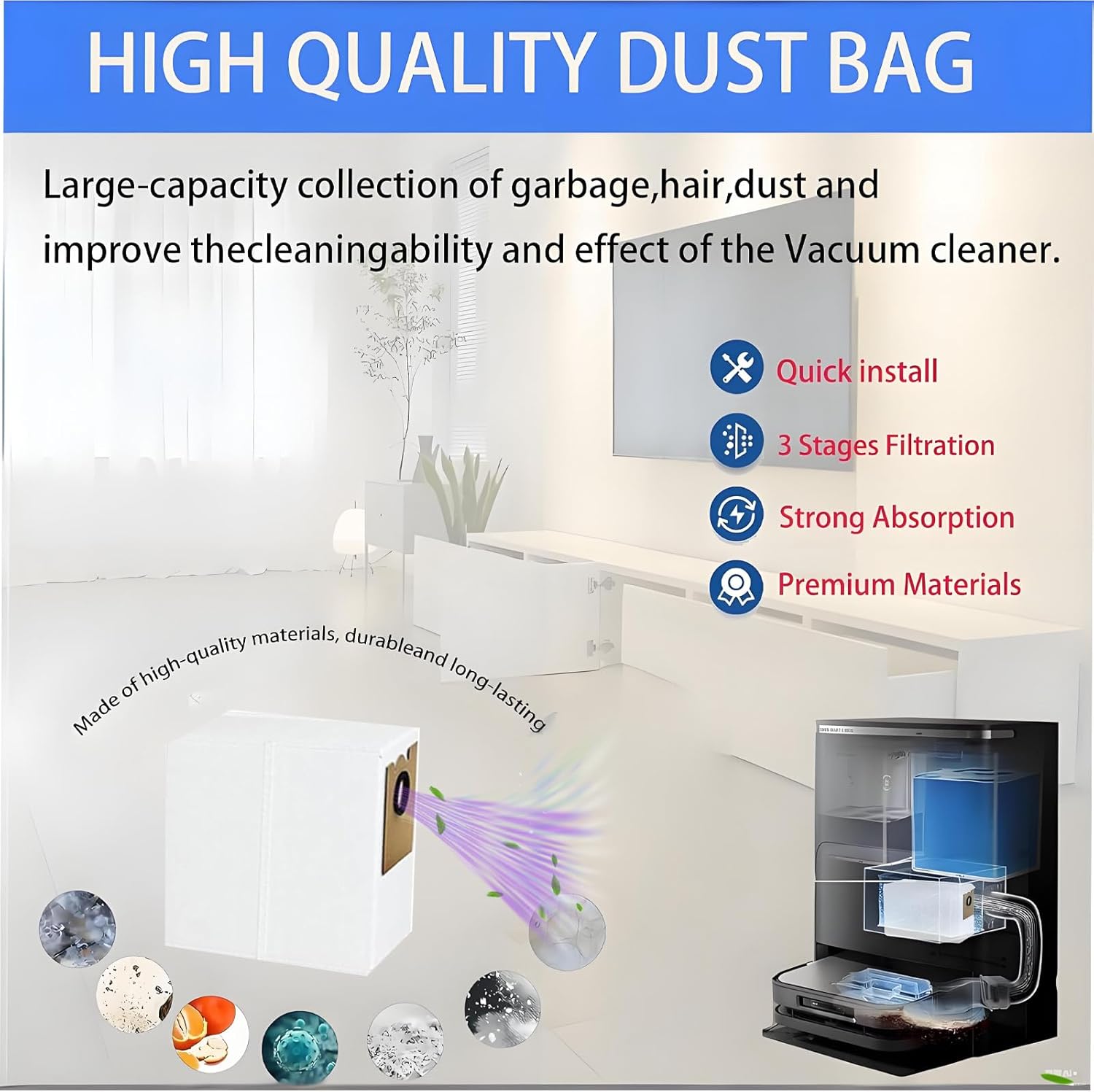 Replacement lefant Accessory-10 Vacuum Dust Bags, Compatible with M3 / M3 Max, Vacuum Dust Bag, Parts, Accessories