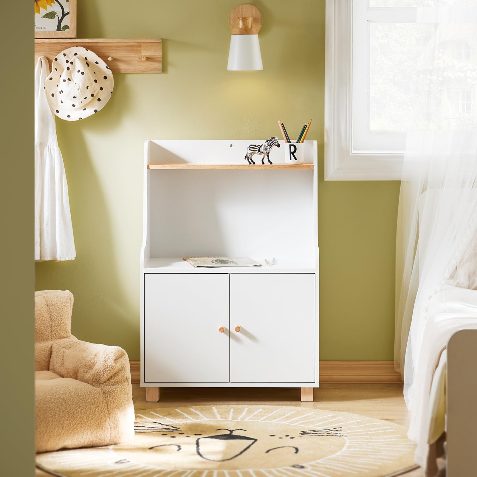 SoBuy Comodino per bambini Scaffale per cameretta per bambini Mobili per cameretta Bianco 60x35x87cm KMB84-W