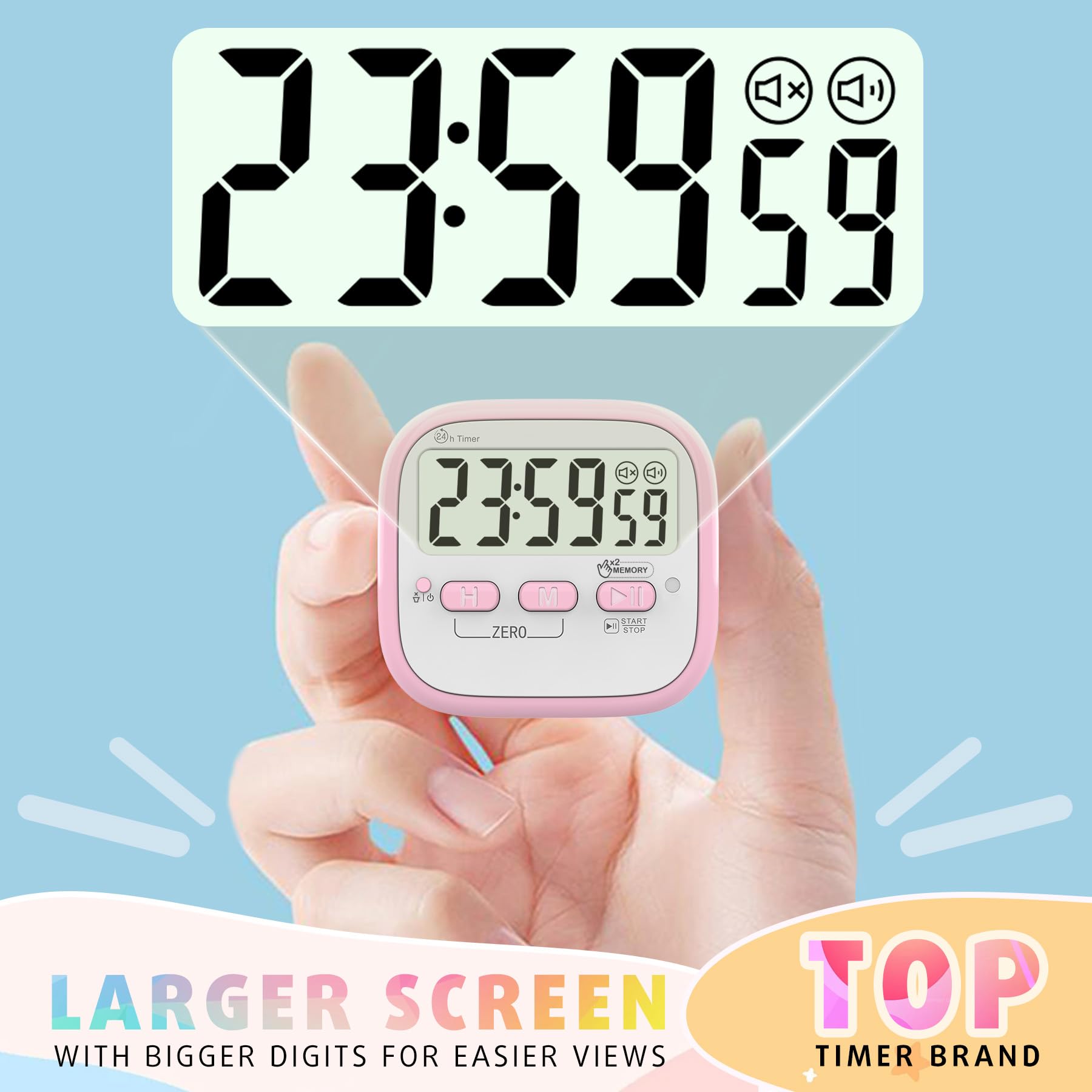 2 Timer Digitali Antonki Per Cucina/studio - Confezione Da 2, Gialli Con Magnete