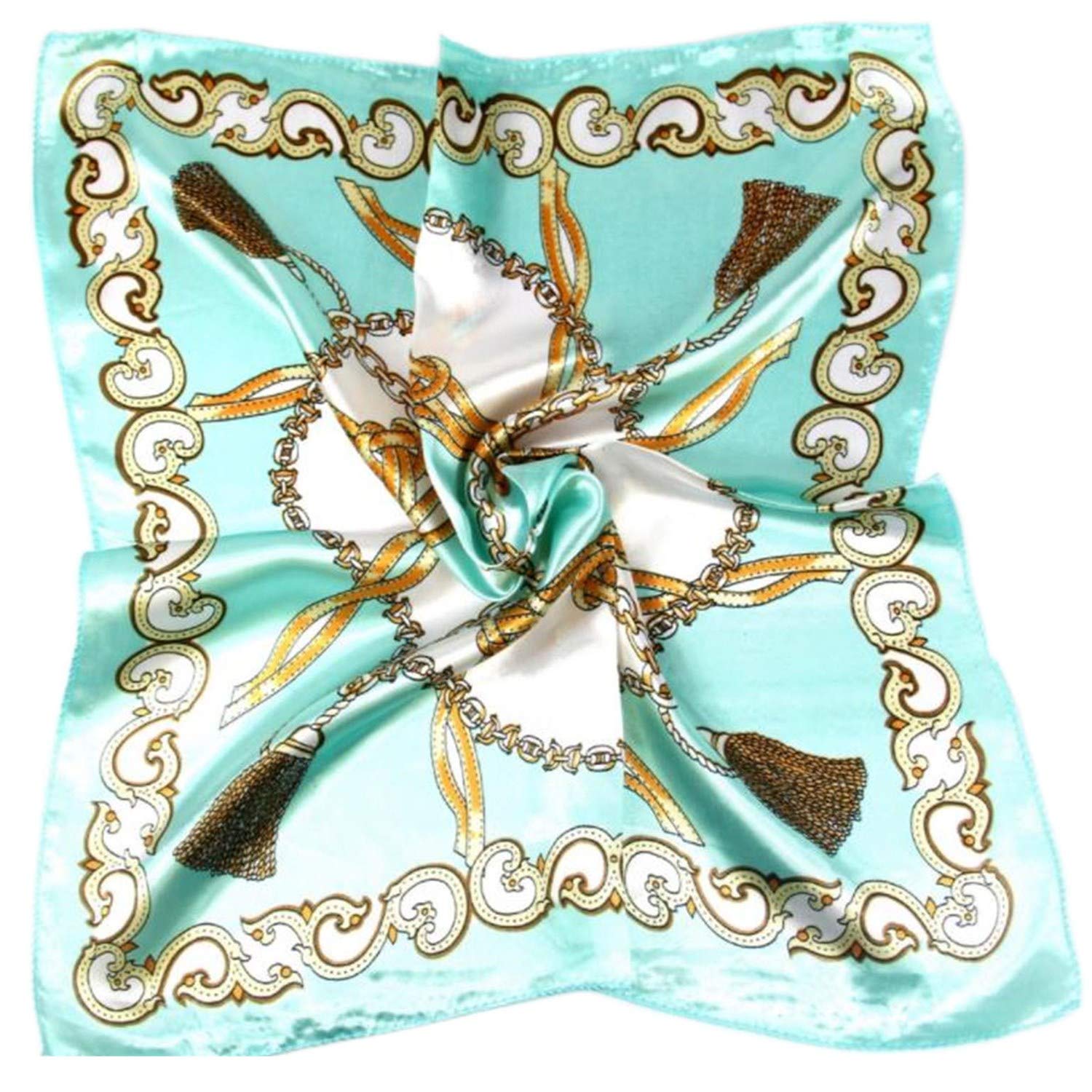 MESHIKAIERWomen’s Silk Feeling Neckerchief Neck Square Scarf Head Scarf Print Pattern 50x50cm