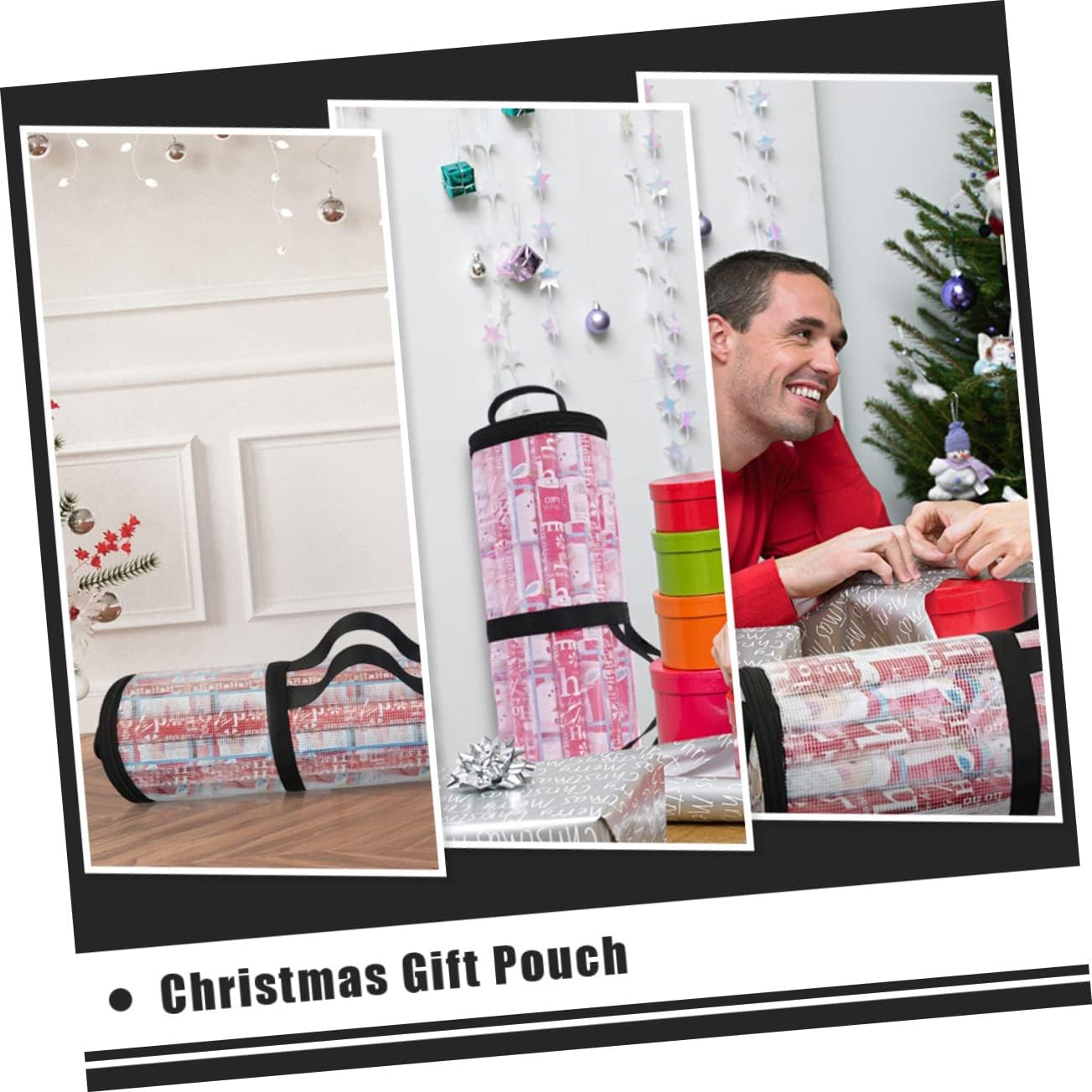 1pc Christmas Storage Bag Cylindrical Packing Bag for Sundries Holiday Accessory for Organizing Toys Wrapping and Treats