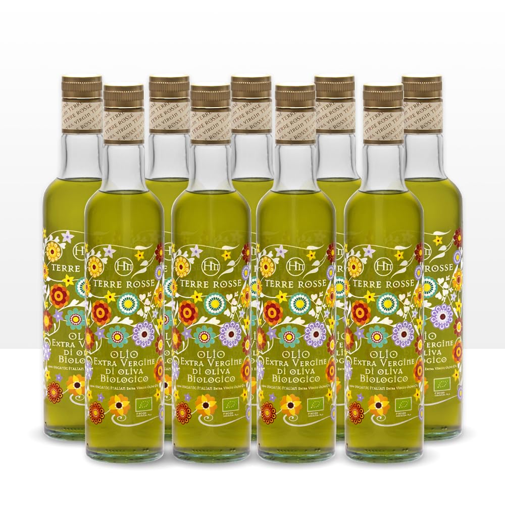 Terre Rosse - Olivenöl Bio Kaltgepresstes Ungefiltert - Extra Natives 100% Italienisches Monocultivar Moraiolo. Koscher/P Zertifizierung - Limitierte Auflage Olivenernte 2025-9 Glasflaschen 500 ml